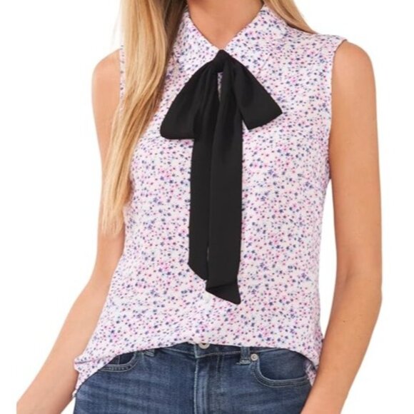 CeCe NWT Floral Blouse with Bow Size M - Picture 1 of 5
